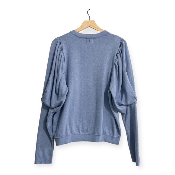 MISA Los Angeles Kali Puff-Shoulder Sweater, Cotton/Cashmere, Blue, Size M - Picture 6 of 13